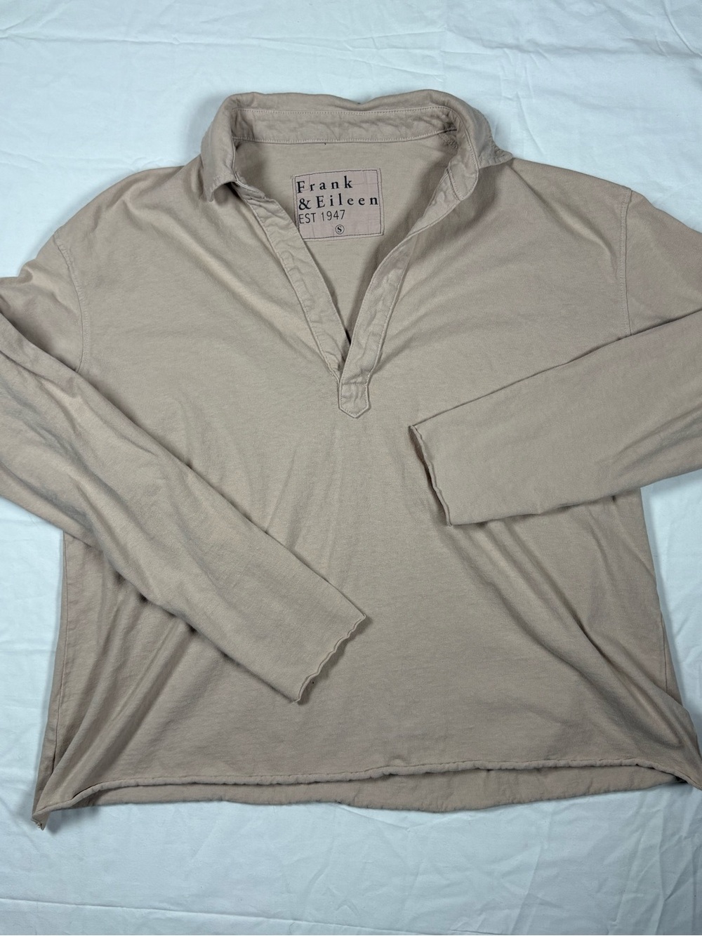 Frank & Eileen Patrick Popover Long Sleeve Shirt Beige